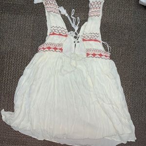 free people tie up and embroidered dress